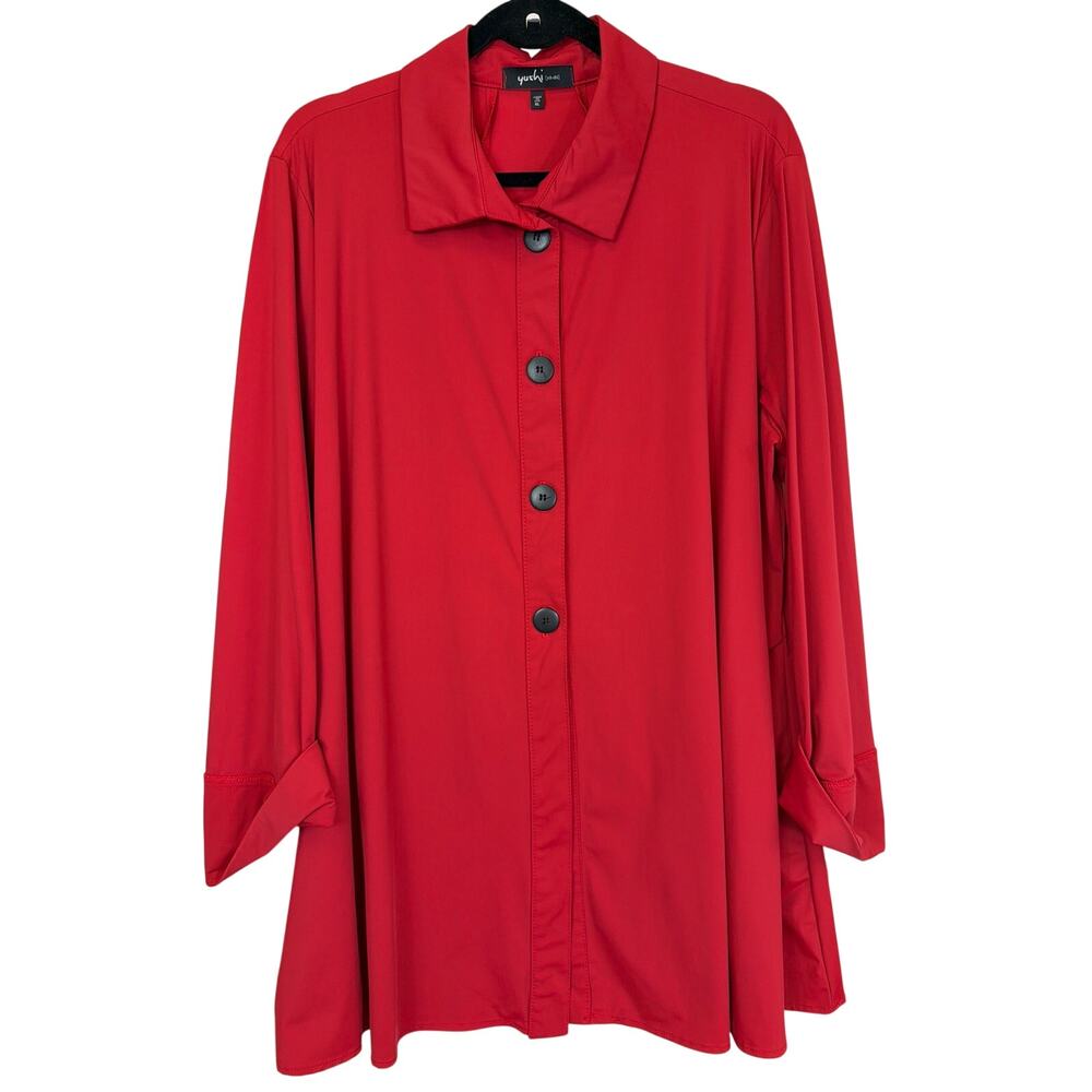 Yushi Red Lightweight A-Line Swing Button Up Jacket XL